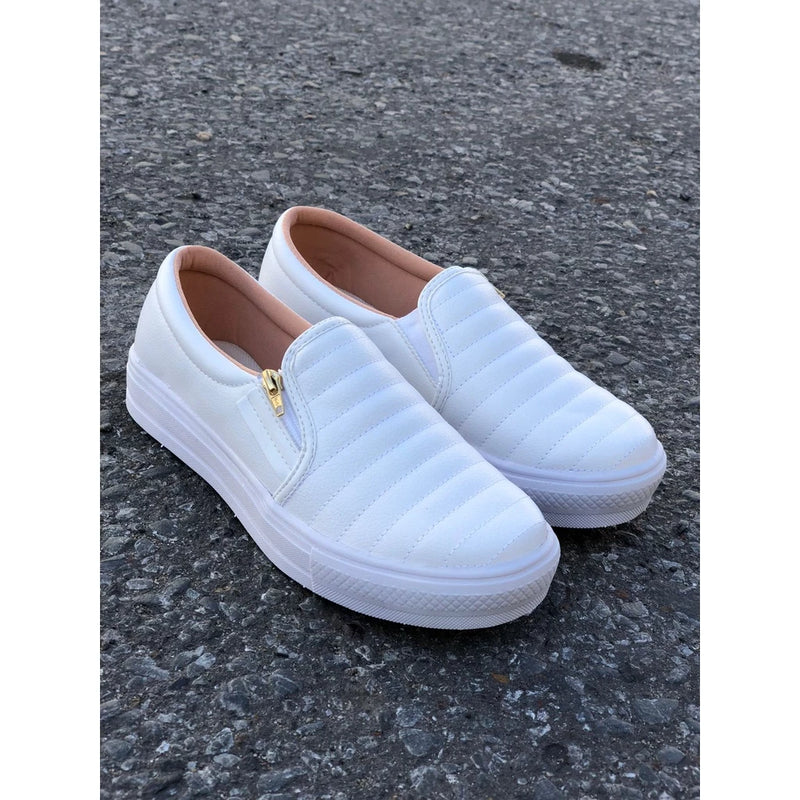 Tênis  Feminino Casual Slip On Com Zíper Confortável