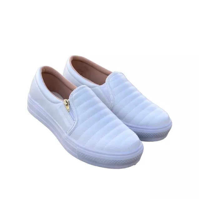 Tênis  Feminino Casual Slip On Com Zíper Confortável